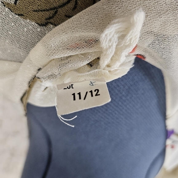 Vintage 1970s Sheer Blouse Ivory Floral Top Peplum 3/4 Sleeves Purple Red - Picture 7 of 8